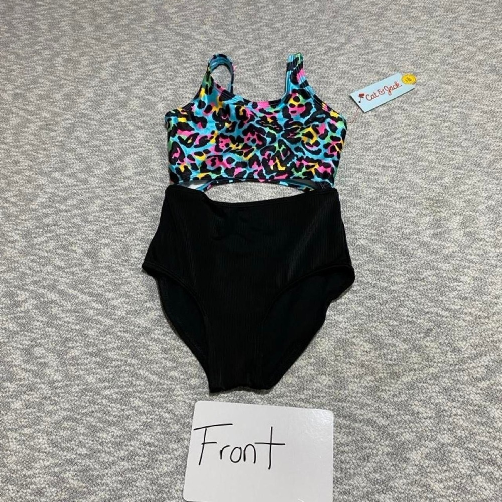 Cat & Jack girls swimsuit with multicolored leopard girl XS (4/5) NWT. SKU-B809